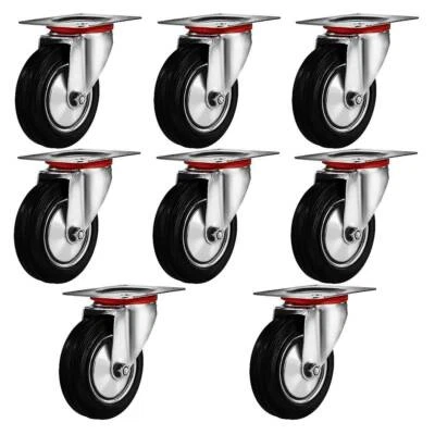 Y&Y DECOR 8 PACK 3" Swivel Caster Rubber Wheels Top Plate Bearing HEAVY DUTY FREE SHIPPING