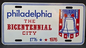 "Philadelphia the Bicentennial City 1776-1976" Metall Frontplatte Autoschild Oldtimer - Bild 1 von 2