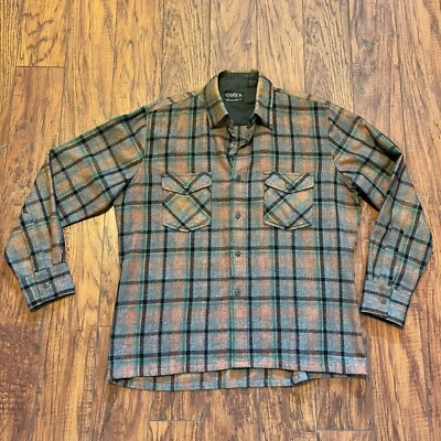 Franela de lana a cuadros marrón abotonada talla L colección Cellini vintage para hombre Foto 1 de 4