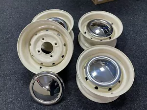CLASSIC MINI 4.5" x 10" REVERSE RIM STEEL WHEELS OEW INC STAINLESS STEEL CAPS - Picture 1 of 1