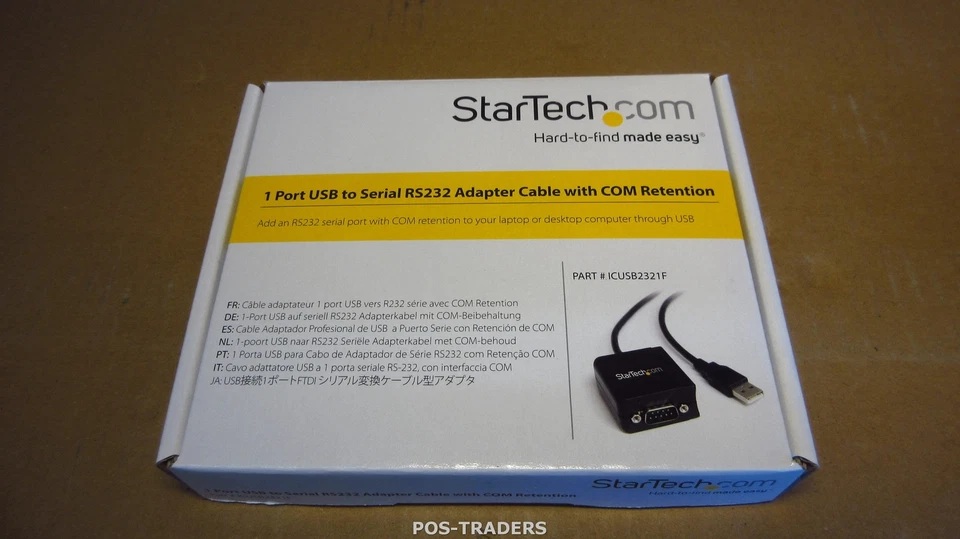 STARTECH ICUSB2321F 1-Port FTDI USB to Serial RS232 Adaptor Cable with COM - NEW - Bild 1 von 4