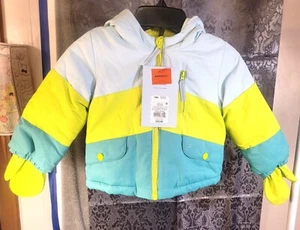 Cat & Jack-toddler heavyweight multi-color 3 pocket ski jacket w gloves sz 18mo - Picture 1 of 8