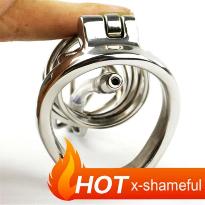 Stainless Steel Metal Males Cage Chastity Device Urethral Tube with Stealth Lock - Bild 1 von 4