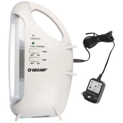 VELAMP Akku-Leuchte mit Anti Black-Out Funktion, tragbare wiederaufladbare LED-Notleuch