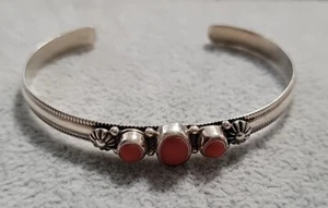 Andy Cadman A Cadman Navajo 925 Sterling Red Coral Cuff Bracelet Vintage Retro - Picture 1 of 10