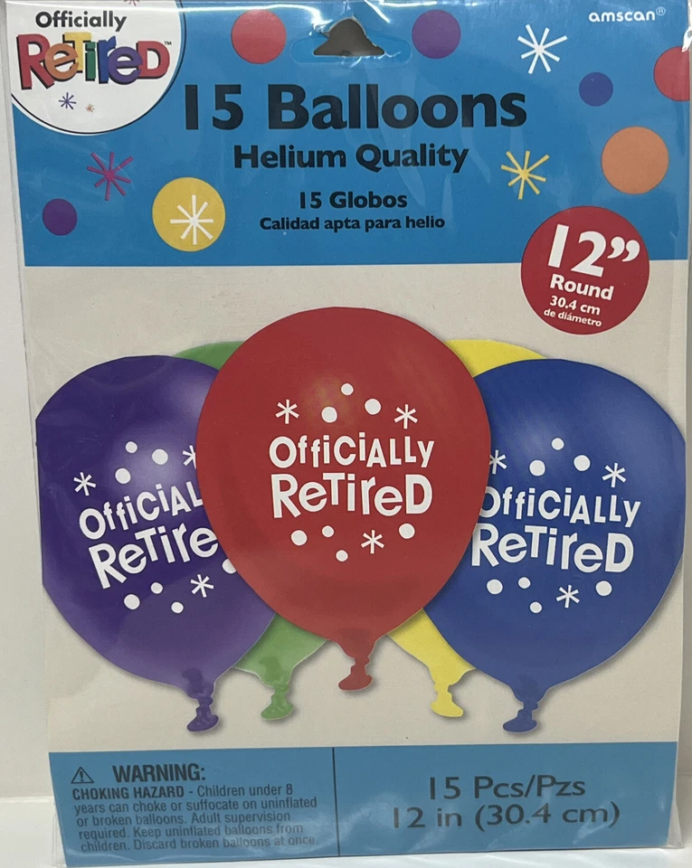 Globos de celebración de feliz jubilación ~ Globo de látex impreso oficialmente retirado Foto 1 de 2