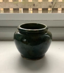 Collectable Antique Lovatts or Denby Pottery Green/blue marbled Small Pot - Picture 1 of 5