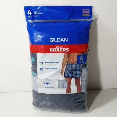 Paquete de 4 calzoncillos boxer tejidos para hombre colores surtidos talla 2XL 44-46" Gildan nuevos Foto 1 de 4