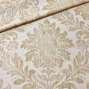 1562. Littlehampton Gold Damask 100% Linen fabric, 142cm wide, price per 1/2 m - Picture 1 of 3