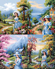 Victorian Lady in a Picturesque Landscape - Printed Needlepoint Canvas
