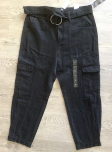 Banana Republic Pants Womens Size 10 Black Cargo Belted Pockets NEW - Picture 1 of 8