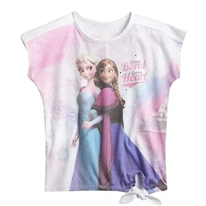 Disney Frozen Anna & Elsa Strong Bond Strong Heart Little Girl's T-Shirt Tee NWT - Picture 1 of 3