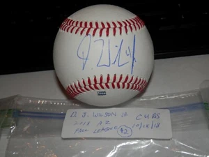 D.J. WILSON JR CUBS ROOKIE AUTOGRAPHED BASEBALL # 2 - Picture 1 of 4