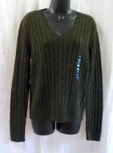 Suéter Chaps talla XL NUEVO CON ETIQUETAS verde Shelley 100 % algodón manga larga cuello en V mezcla tejido - Imagen 1 de 12
