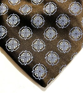 Robert Talbott Best of Class Neck Tie 100% Silk Brown Blue Geometric 60" USA - Picture 1 of 6