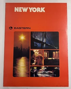 Vintage 70s Eastern Airlines New York City Brooklyn Bridge Times Square Poster - Picture 1 of 5