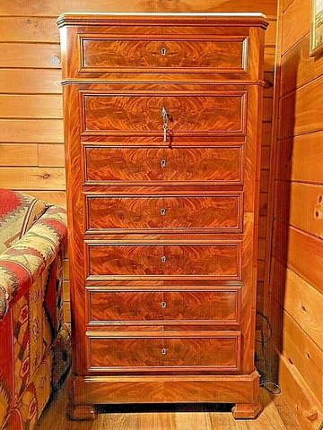 SMALL ANTIQUE FRENCH 19 CENTURY MAHOGANY SECRETAIRE WITH MARBLE TOP Cover
