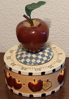 Red Apple Timer Country Kitchen Cooking Baking Farmhouse Decor Metal Leaf Works - Image 1 of 4