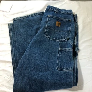 Salopette Carhartt uomo 38x32 doppio ginocchio vestibilità jeans carpentiere B73 DST vintage - Foto 1 di 11