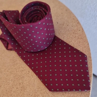 Make Offer 灰色和红色圆点领带,优雅光泽 — 第 1/3 张图片