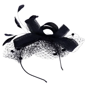Vintage Hat Shape Hair Decoration Madam Flax Hat Headdress for Retro Banquet - Bild 1 von 12