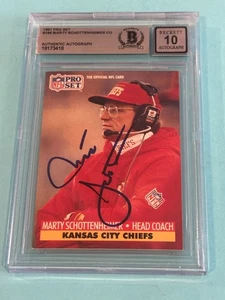 MARTY SCHOTTENHEIMER Signed 1991 PRO SET Card #189 Beckett BAS AUTO 10 - Picture 1 of 2