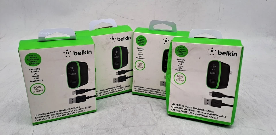 Lot Of 4 Belkin Universal Home Charger and Cable 10 W - 2.1 Amp- Black - Image 1 of 4