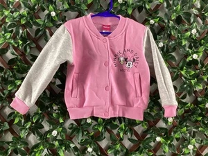 Disney Store Minnie Mouse Varsity Jacket Girl Size 4 Pink Button Up Long-Sleeve - Picture 1 of 2