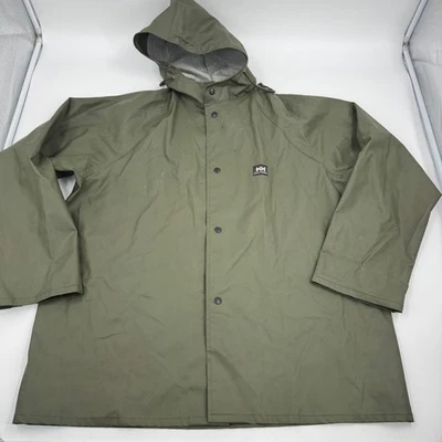 Chaqueta de lluvia impermeable vintage Helly Hansen verde oliva para hombre grande con capucha Foto 1 de 4