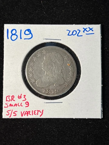 1819 CAPPED BUST QUARTER DOLLAR BR #3 SMALL 9 S/S VARIETY Cover