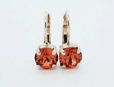 Choose A Finish Leverback Earrings made with Padparadscha Swarovski Elements - Image 1 of 4