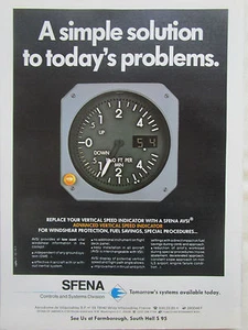 8/1980 PUB SFENA VELIZY AVSI ADVANCED VERTICAL SPEED INDICATOR ORIGINAL AD - Foto 1 di 1