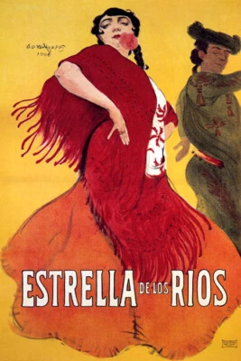 ESTRELLA DE LOS RIOS SPANISH FAMENCO DANCE DANCERS SPAIN VINTAGE POSTER REPRO - Image 1 of 3