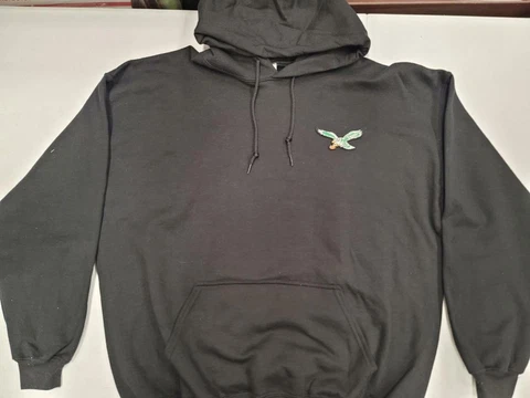 20120 Mens Majestic PHILADELPHIA EAGLES Pullover Hooded Hoodie SWEATSHIRT BLACK Cover