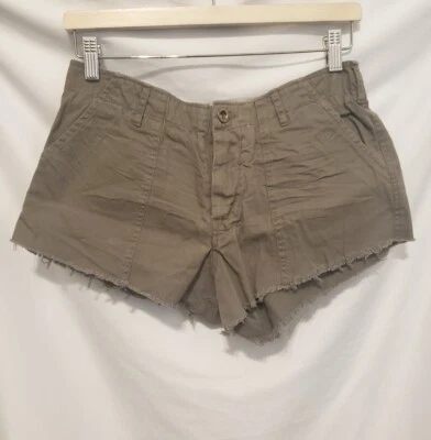 White Crow Shorts Sz 25 Waist Brown Taupe Button Fly Fray Hem - Image 1 of 4