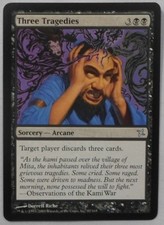 MAGIC THE GATHERING MTG BETRAYERS OF KAMIGAWA BLACK THREE TRAGEDIES SORCERY CARD