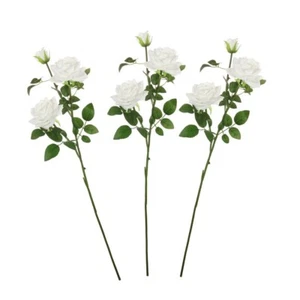 Faux Silk Rose Spray Stems White 75cm/29 Inches Pack of 3 - Picture 1 of 1