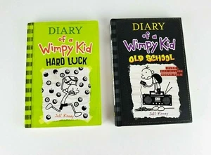 2 Diary of a Wimpy Kid (Old School & Hard Luck) Jeff Kinney Paperback Hardcover - Picture 1 of 5