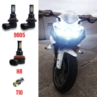 LED Headlight Park Light Bulbs Kit 4PC White For 2008 2009 Suzuki GSXR 600 750 - Image 1 of 4