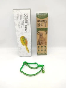 Pro Grooming Rainbow Pet Brush Dogs Cats 3 Pack Bamboo Toothbrushes Plus Collar - Picture 1 of 24