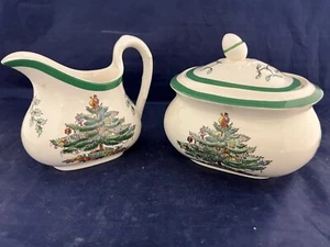 Azúcar Spode ÁRBOL DE NAVIDAD de colección con tapa y juego de crema - Inglaterra S3324 A - Imagen 1 de 5
