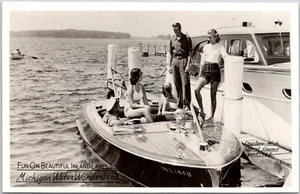 Michigan Wasser Wunderland Binnenland Seen Bootfahren Boote Foto Postkarte - Bild 1 von 2