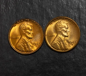 1947 D S  Lincoln Wheat  Cents Choice BU 2 Coins   Lot F 719 - Picture 1 of 2