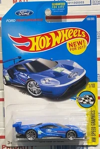 2017 HOT WHEELS '2016 FORD GT RACE, BLUE, #1/10 HW SPEED GRAPHICS, #166/365 - Picture 1 of 6