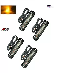 4x 12V 24V 6 LED Amber Strobe Flashing Recovery Lightbar Truck beacon Lights New - Picture 1 of 5