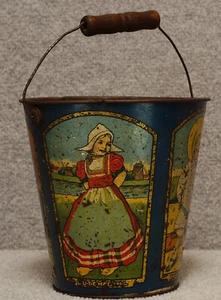 T Bro's Children of the World Tin Sand Pail ca. 1900 Antique American USA - Picture 1 of 6