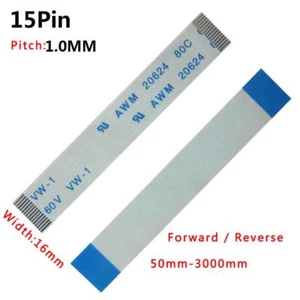 Pitch 1.0mm 15-Pin FFC/FPC Flexible Flat Cable 80C 60V VW-1 W:16mm L:50mm-3000mm - Picture 1 of 7