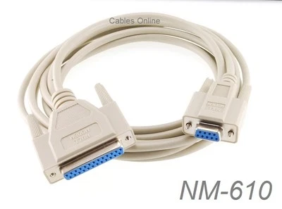10ft DB9 Female to DB25 Female Serial Null Modem Cable - CablesOnline NM-610 - Image 1 of 4