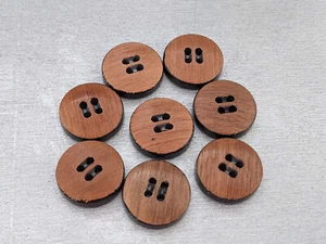 8x Bonitos Botones Madera Marrón-Negro 18,5mm - Imagen 1 de 3