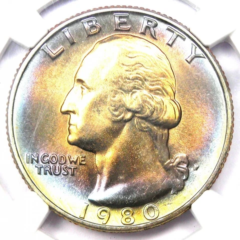1980-P Washington Quarter 25C - Certified NGC MS68 - RARE in MS68 - Top Pop 6/0! Cover